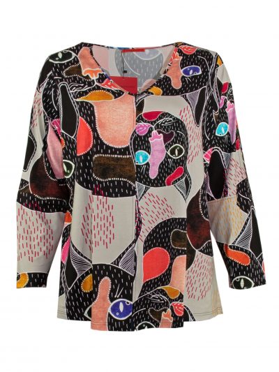 Mohnmädchen flared Top cat print