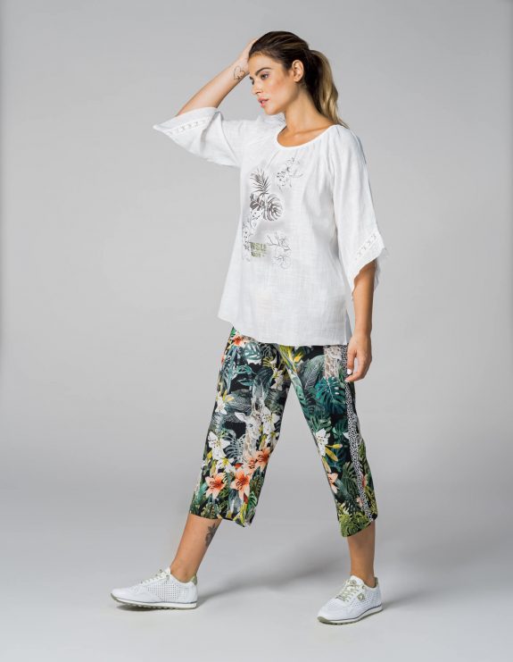 seeyou Outfit Jungle Culotte pants and Off-shoulder Blouse