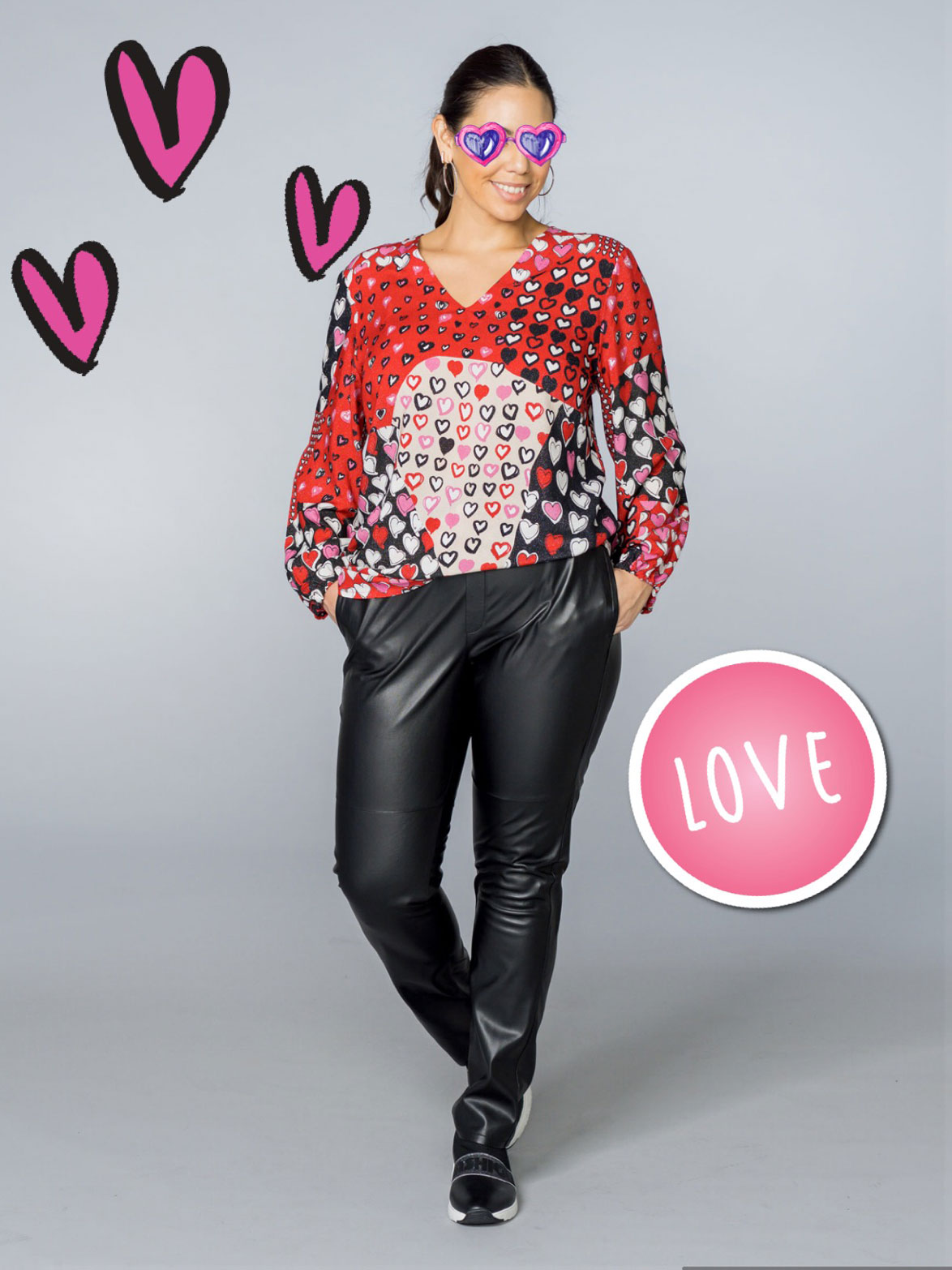 seeyou outfit blouse hearts print faux 