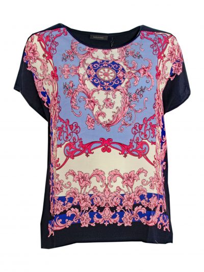 Elena Miro Top blue pink print on the front plus size
