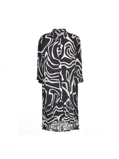 Gozzip Long Blouse black & white ruffle plus size online