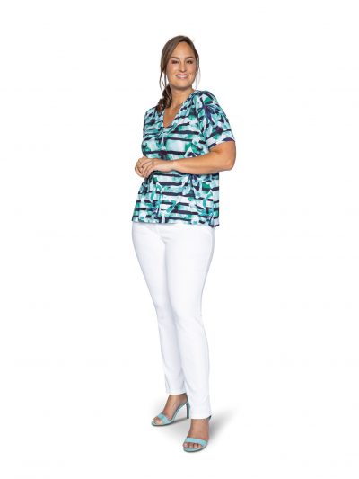 KjBRAND T-shirt turquoise with white jeggings plus size fashion online