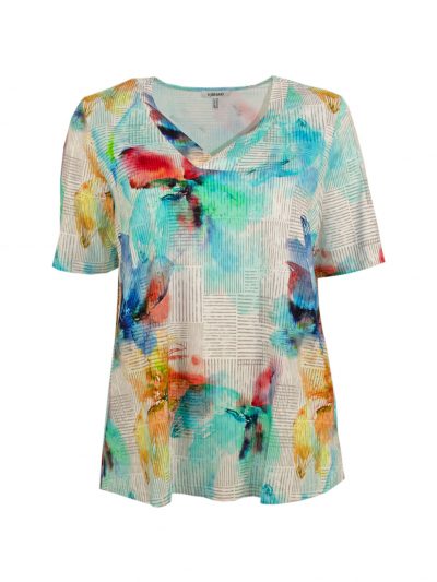 KjBRAND T-shirt print pattern mix turquoise plus size fashion online