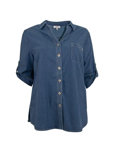 KjBRAND jeans shirt Tencel® roll-up sleeves plus size fashion online