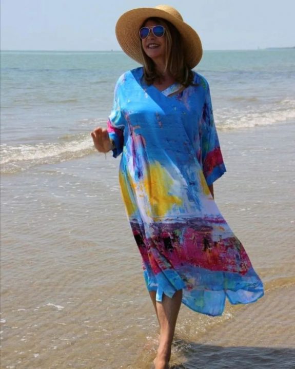 Mohnmädchen Flatter Kleid Aquarell blau große Größen Mode online