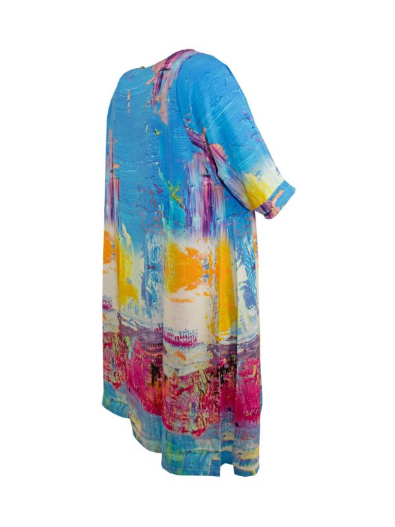 Mohnmädchen Flatter Kleid Aquarell blau große Größen Mode online