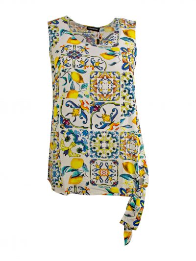 seeyou blouse top lemon print  with ties plus size fashion online