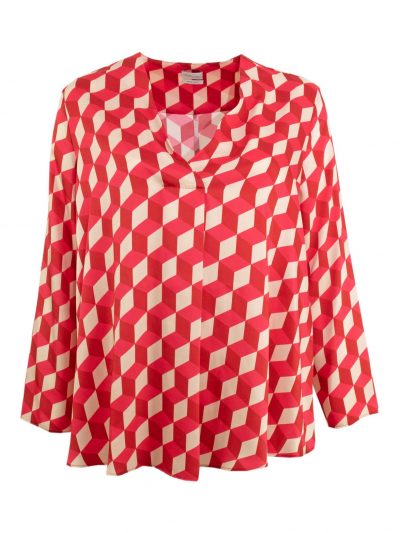 Sallie Sahne Bluse Tunika rot zickzack große Größe Mode Online
