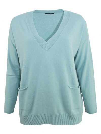 Elena Miro sweater pockets turquoise plus size fashion online