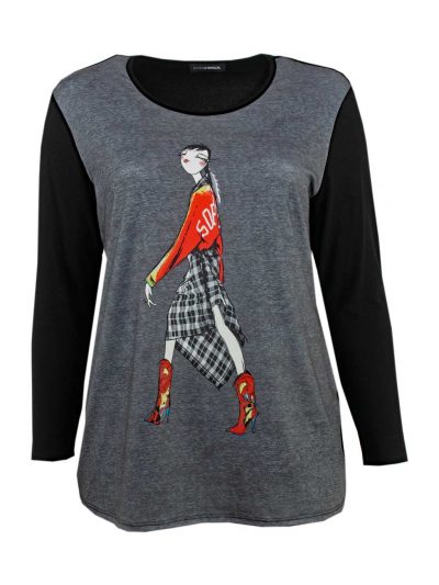Doris Streich T-shirt comic print check plus size fashion online