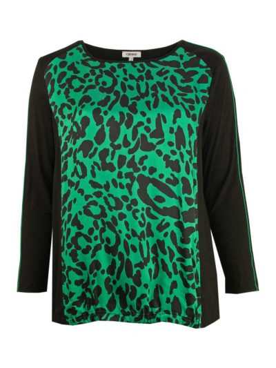 KjBRAND Blouse top print galon green plus size fashion online