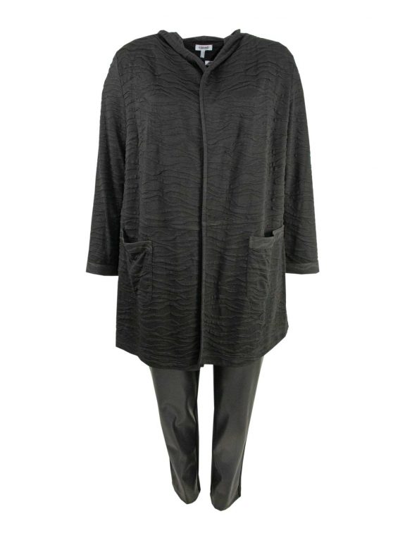 KjBRAND softe Jacke Wellenstruktur Kapuze schwarz große Größen Mode online