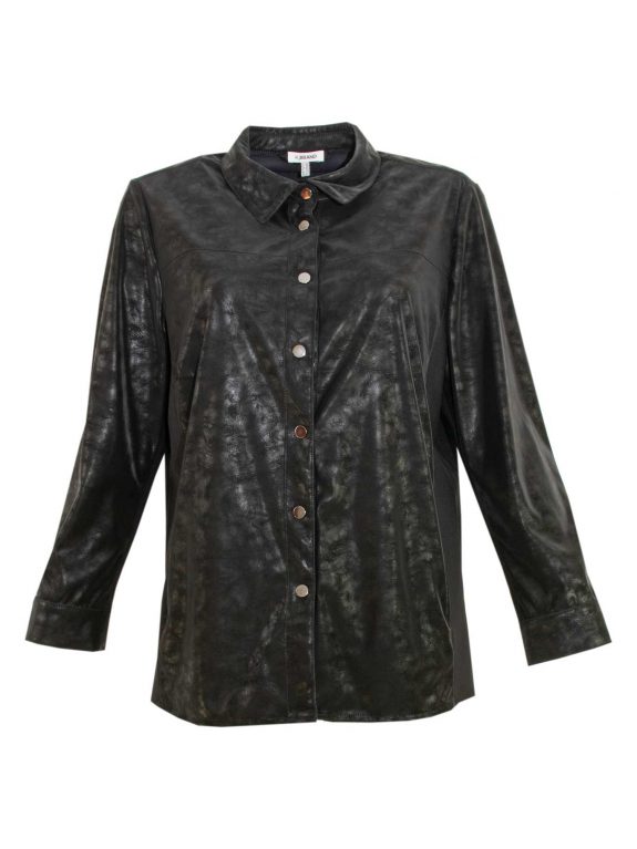 KjBRAND schwarze Hemd-Jacke glänzendes Lederimitat große Größen Mode online