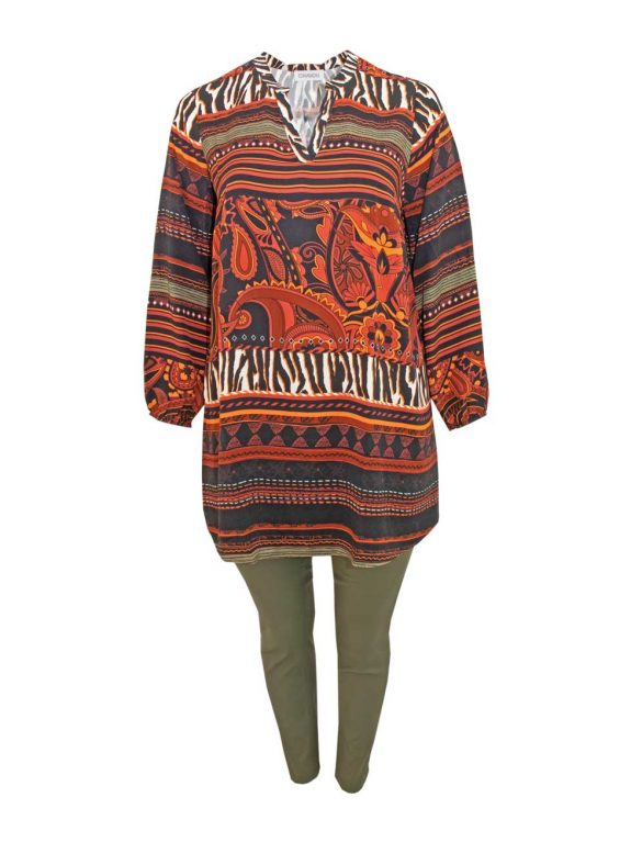 Chalou Bluse Tunika ethno Afrika Viskose orange große Größen Mode online