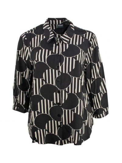 Gozzip blouse shirt circles flared black & white plus size fashion online