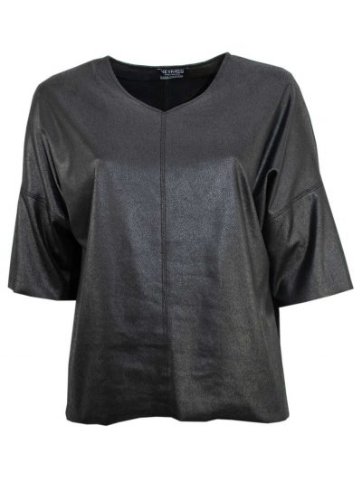 Verpass Tunic Top faux leather black plus size fashion online