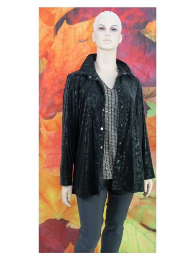 KjBRAND schwarze Hemd-Jacke glänzendes Lederimitat Shirt Stäbchen große Größen Mode online