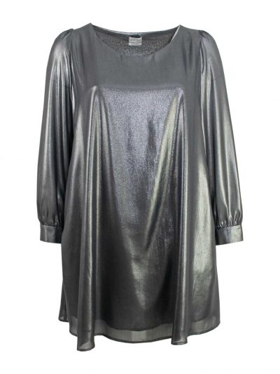 Sallie Sahne tunic blouse silver shine plus size fashion online